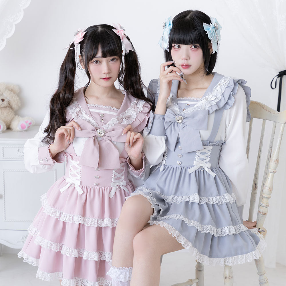 Dear My Love heart bijou lace up skirt