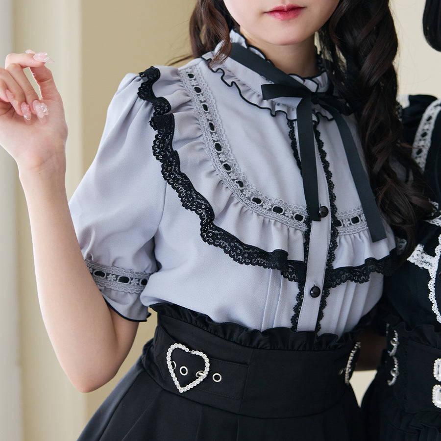 Dear My Love Whip "Frill Lace Ribbon Yoke" blouse