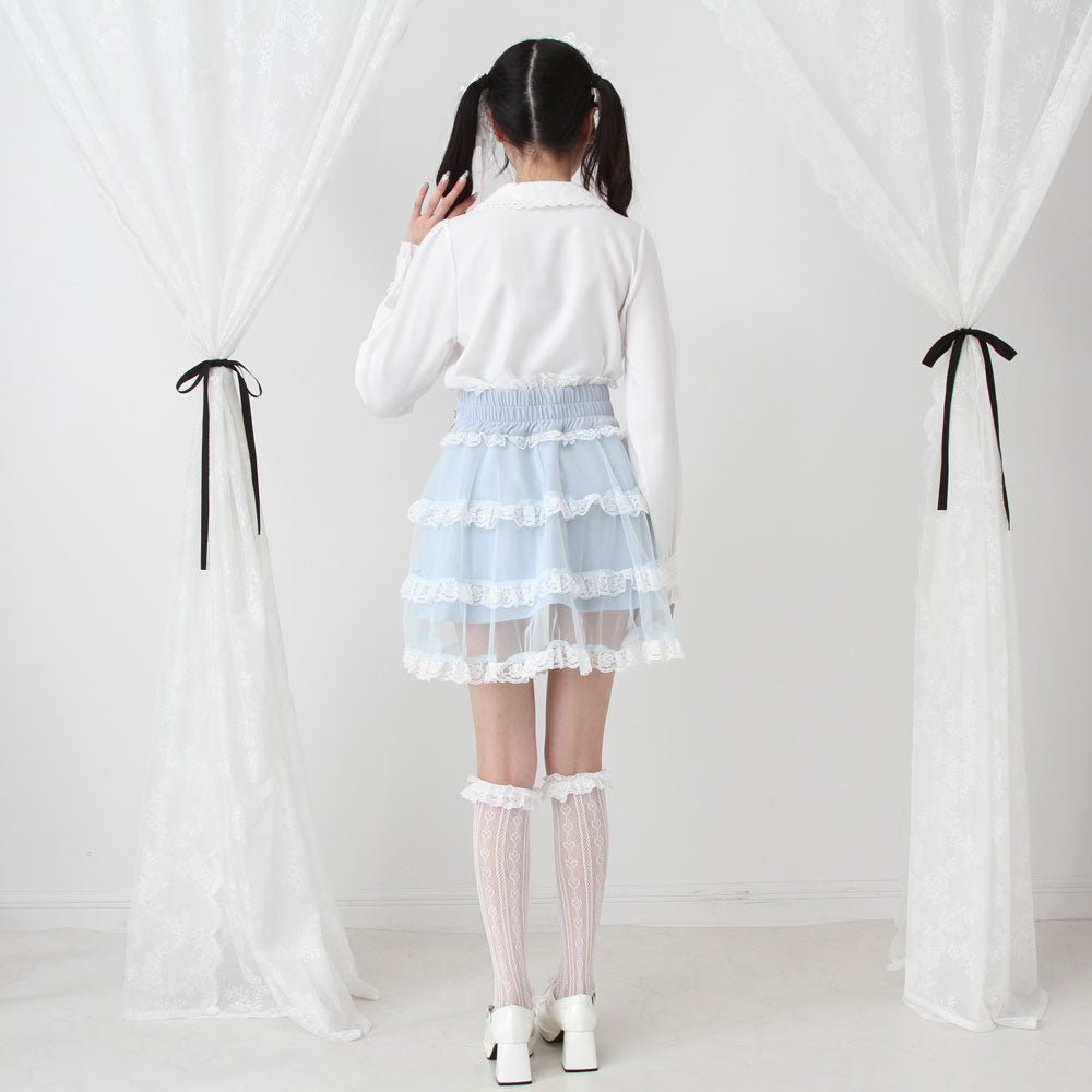 Dear My Love tulle layered pearl frill skirt