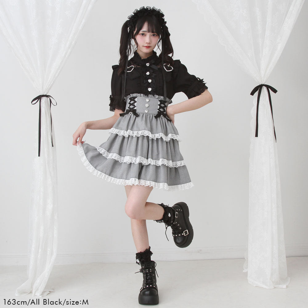 Dear My Love Heart Belt Bijou blouse