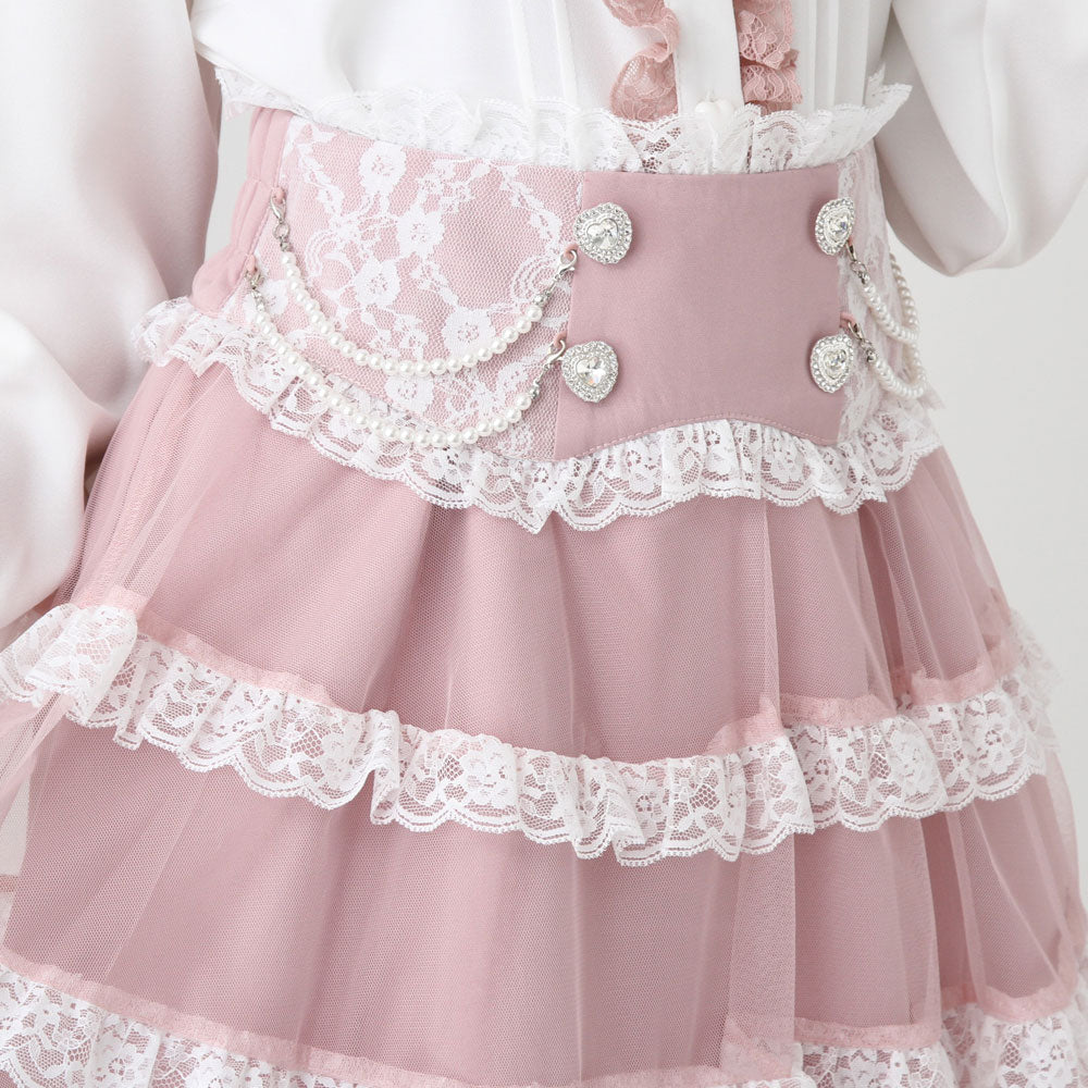 Dear My Love tulle layered pearl frill skirt