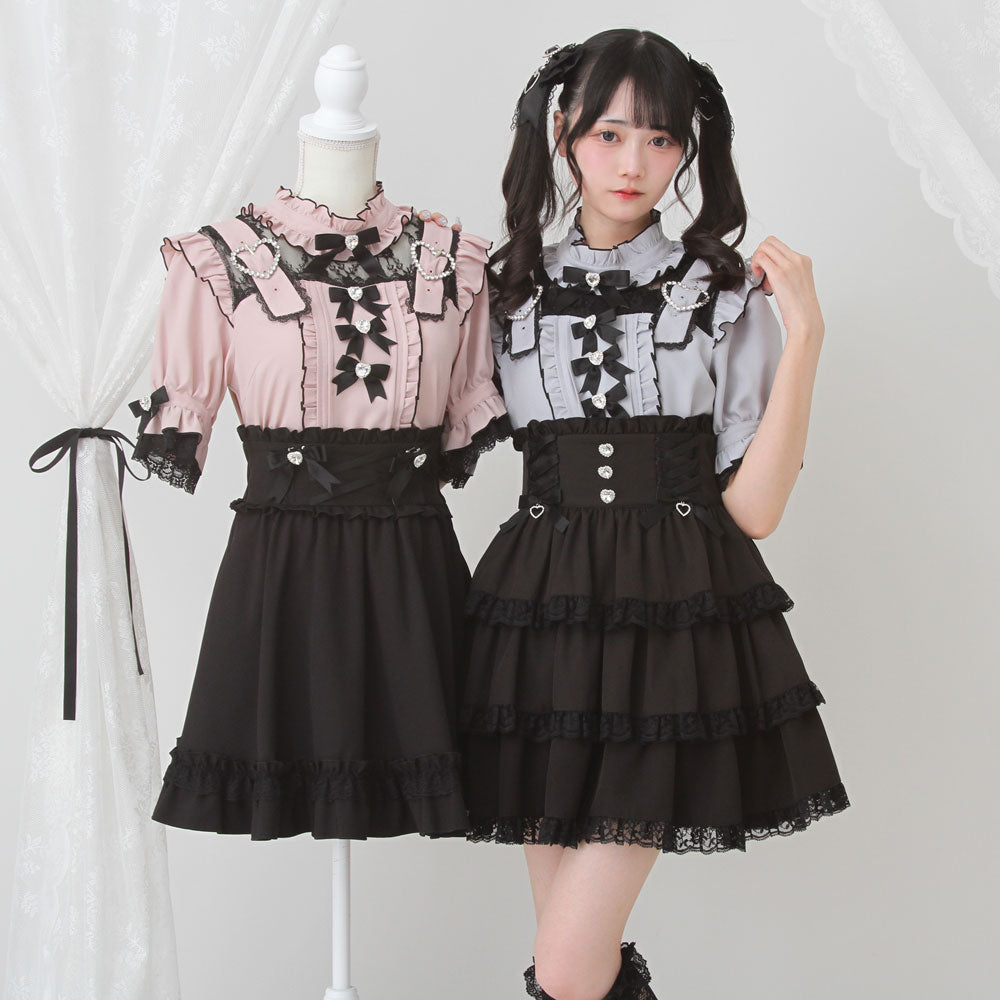 Dear My Love Heart Belt Bijou blouse