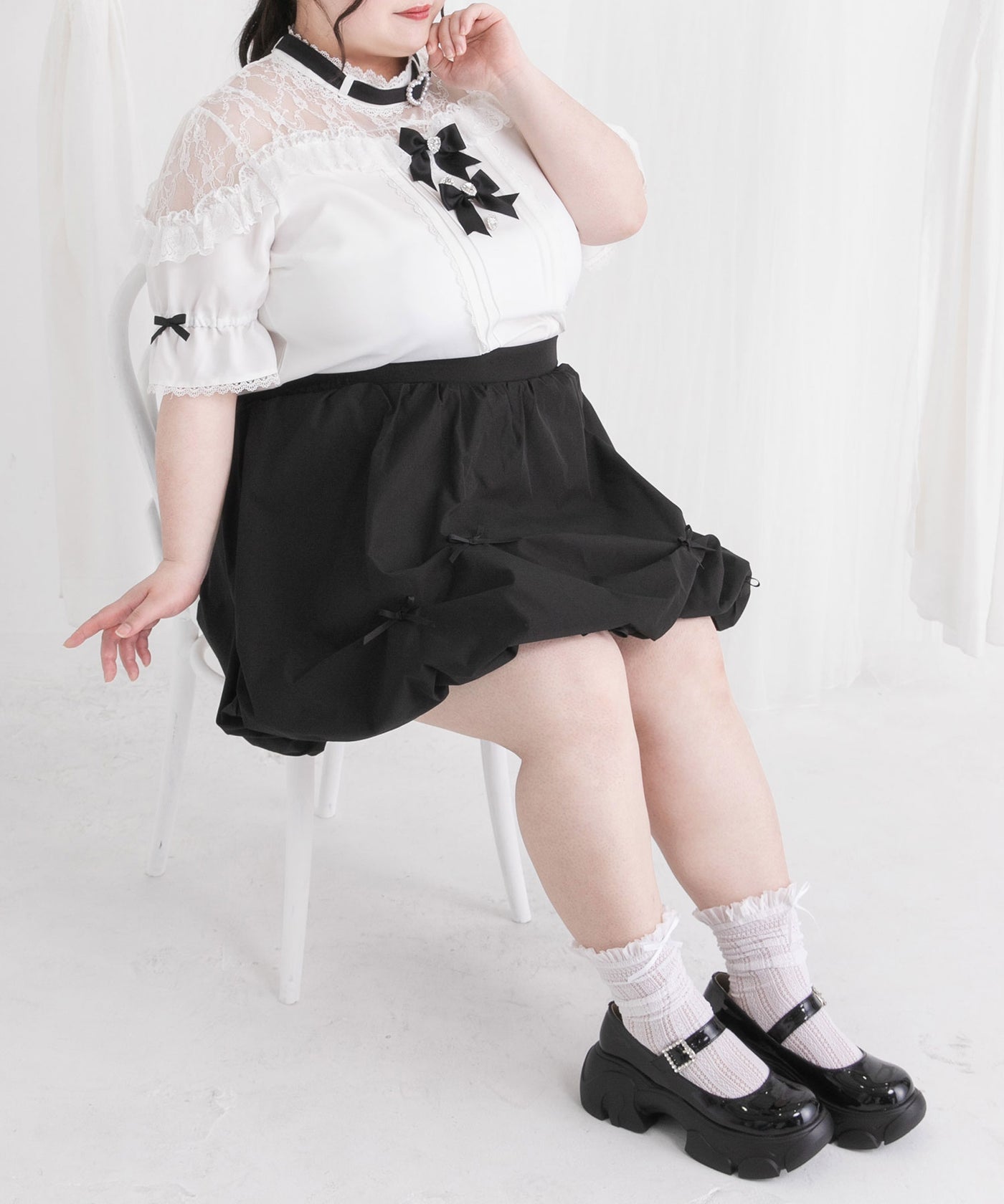 Dear My Love Whip heart bijoux ribbon blouse