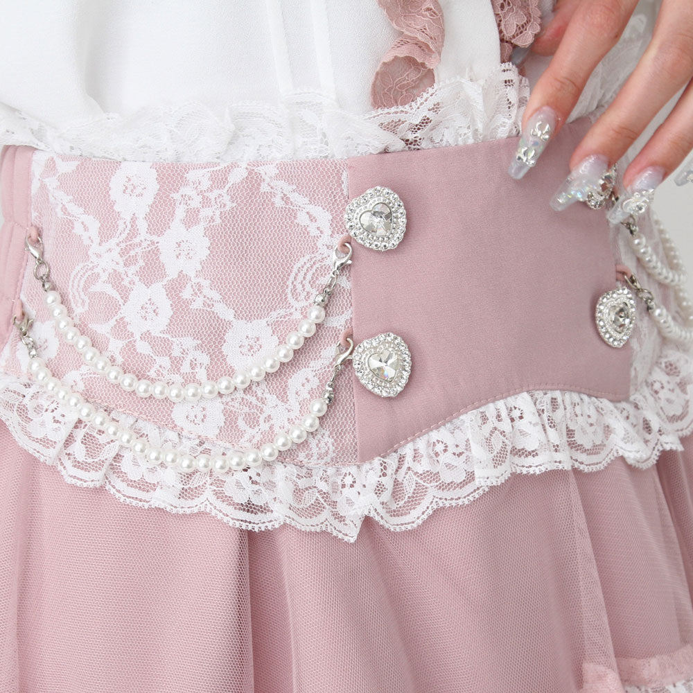Dear My Love tulle layered pearl frill skirt