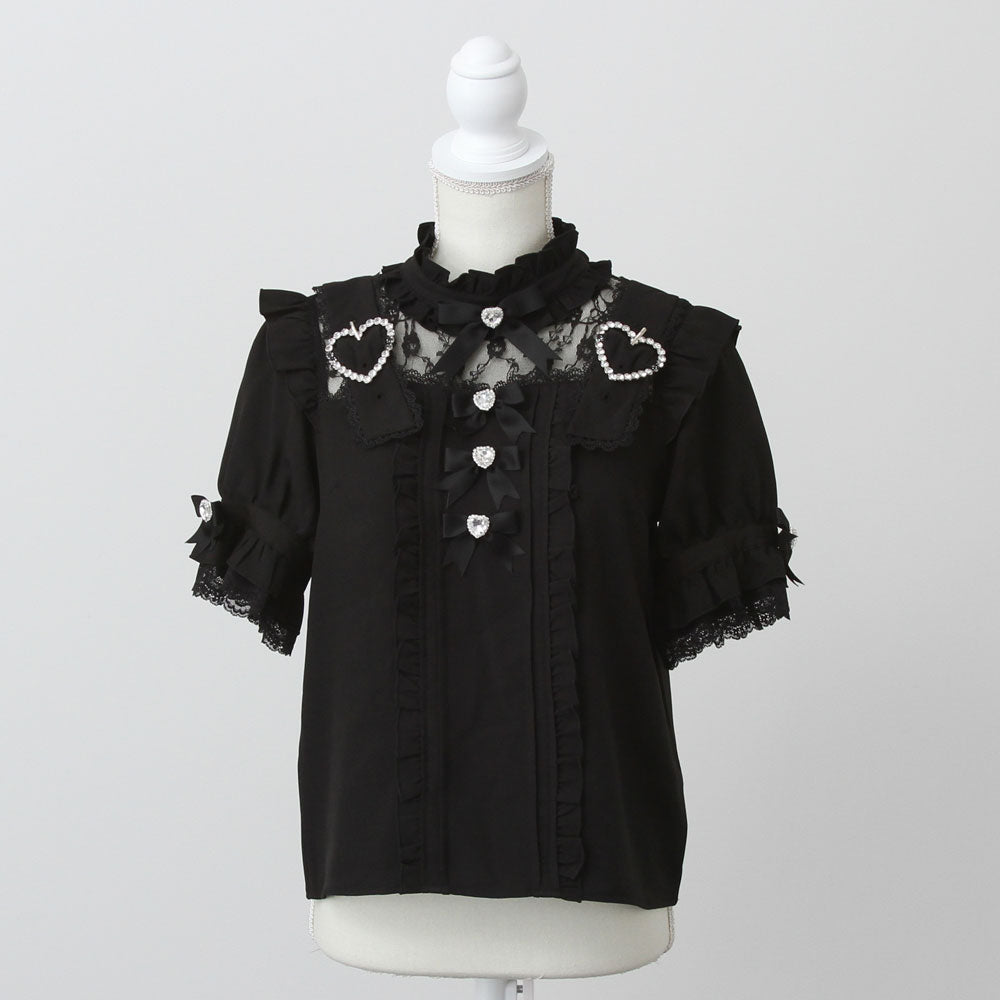 Dear My Love Whip heart belt bijou blouse