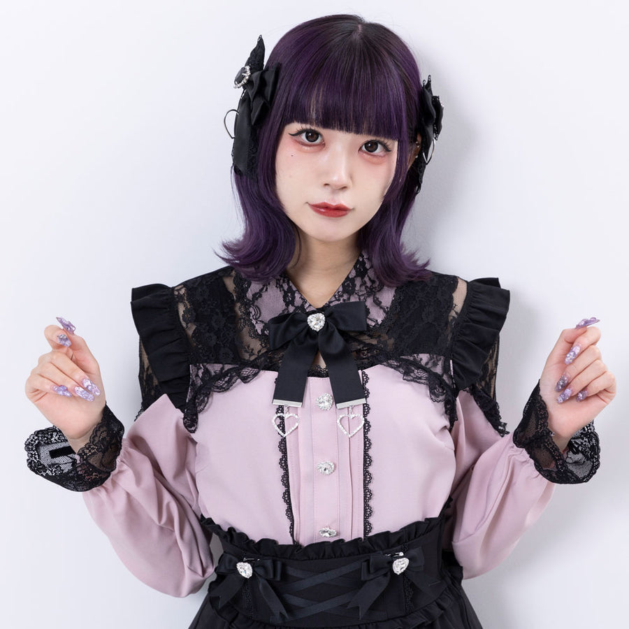 Dear My Love Whip "Lace Frill Heart Bijou" blouse