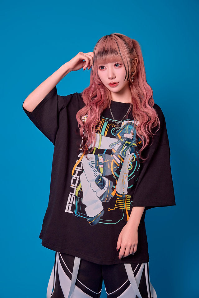 Psycho Nation x Rene "Cyberpunk" black t-shirt ~ LAST ONE!