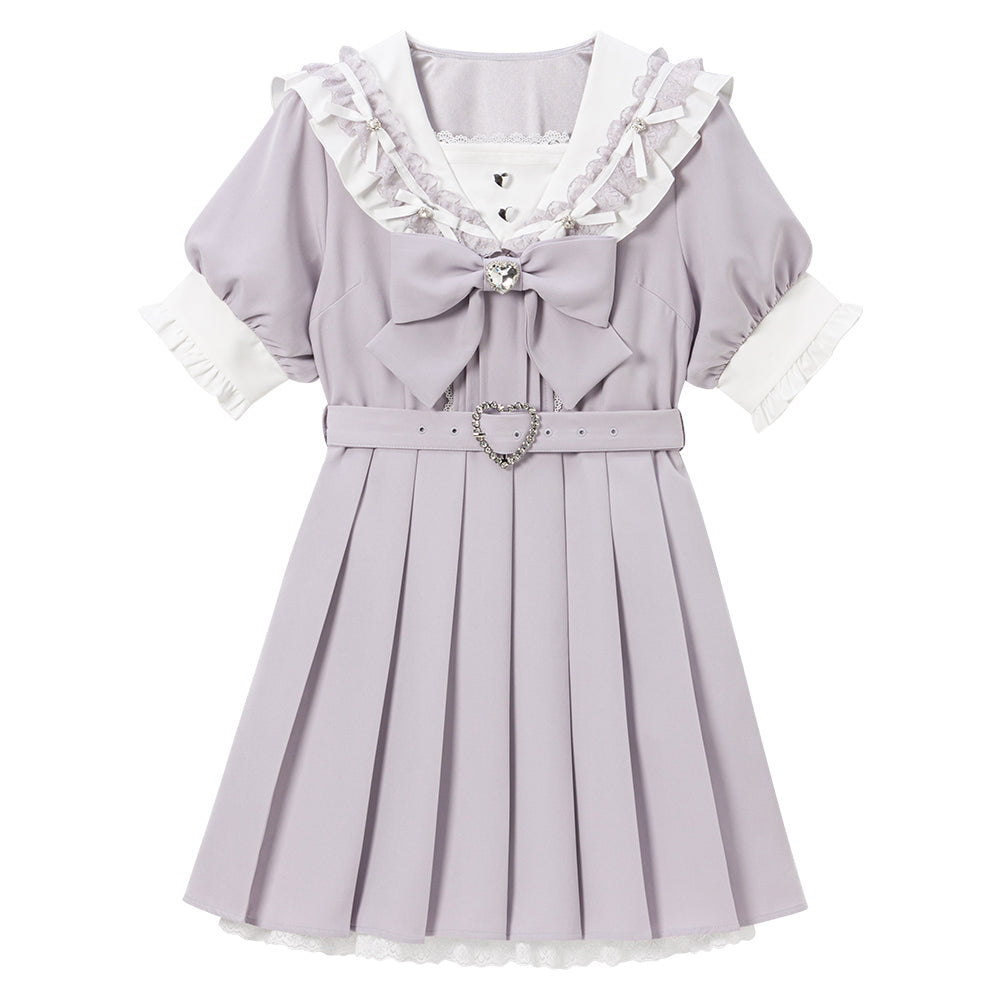 Dear My Love Whip lace frill sailor lavender dress