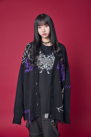 Psycho Nation spider web knitted cardigan