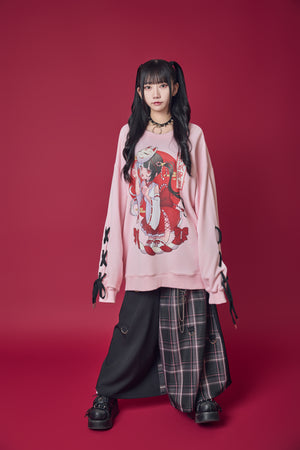 Psycho Nation x Rene "Shrine Maiden" pink sweatshirt