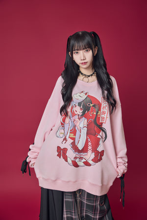 Psycho Nation x Rene "Shrine Maiden" pink sweatshirt