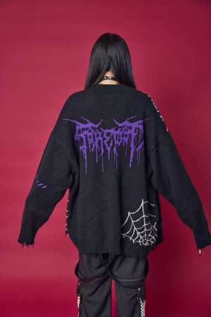 Psycho Nation spider web knitted cardigan