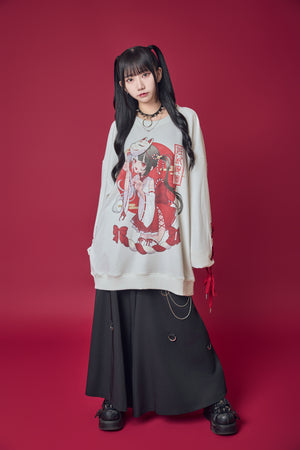 Psycho Nation x Rene "Shrine Maiden" white sweatshirt