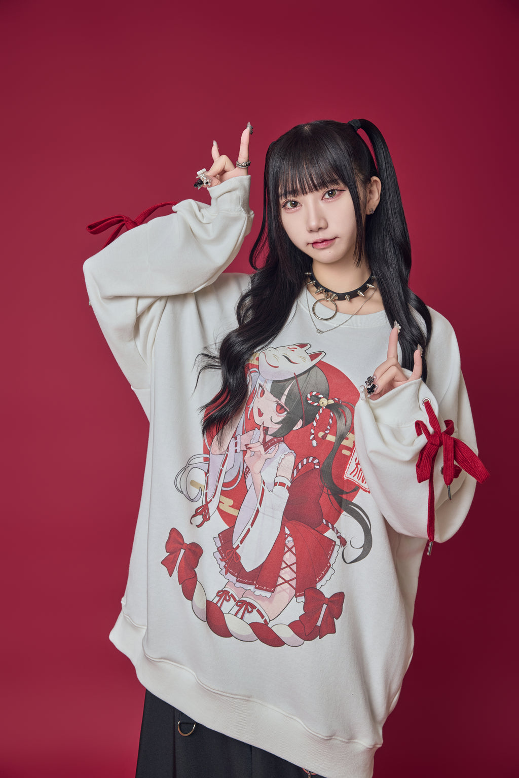 Psycho Nation x Rene "Shrine Maiden" white sweatshirt