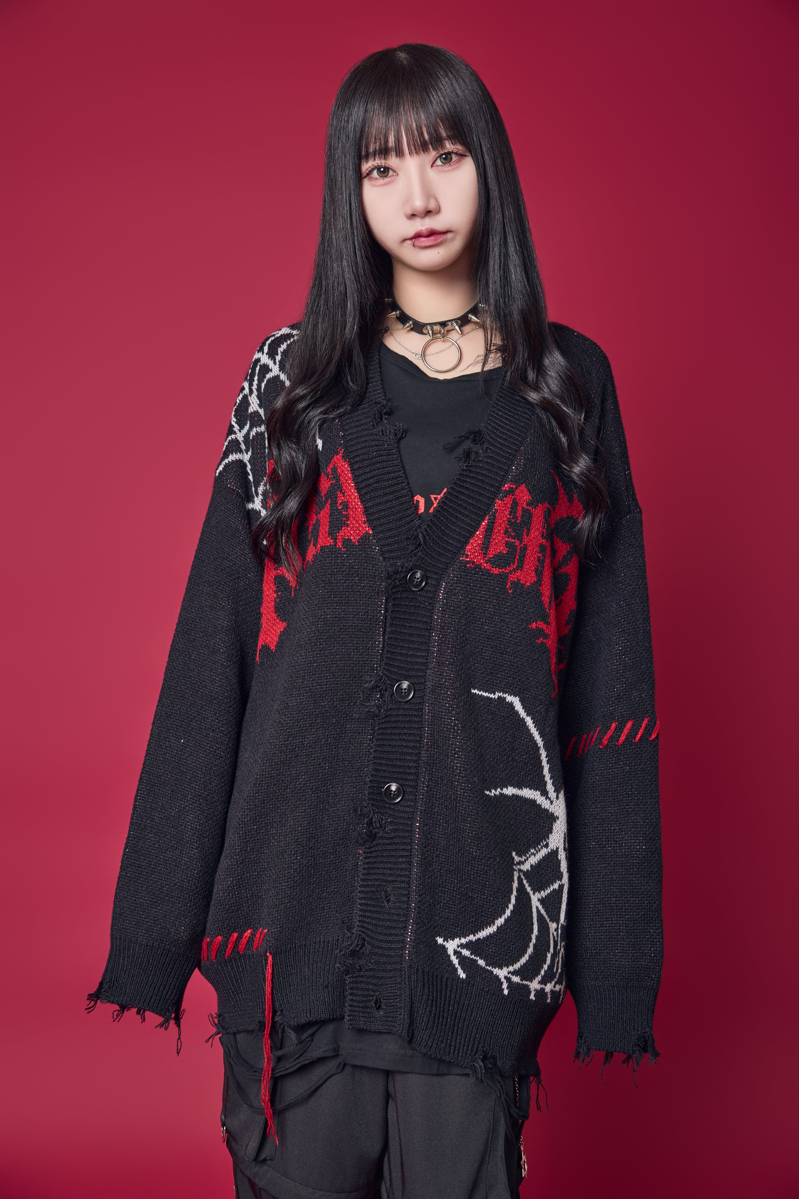 Psycho Nation spider web knitted cardigan