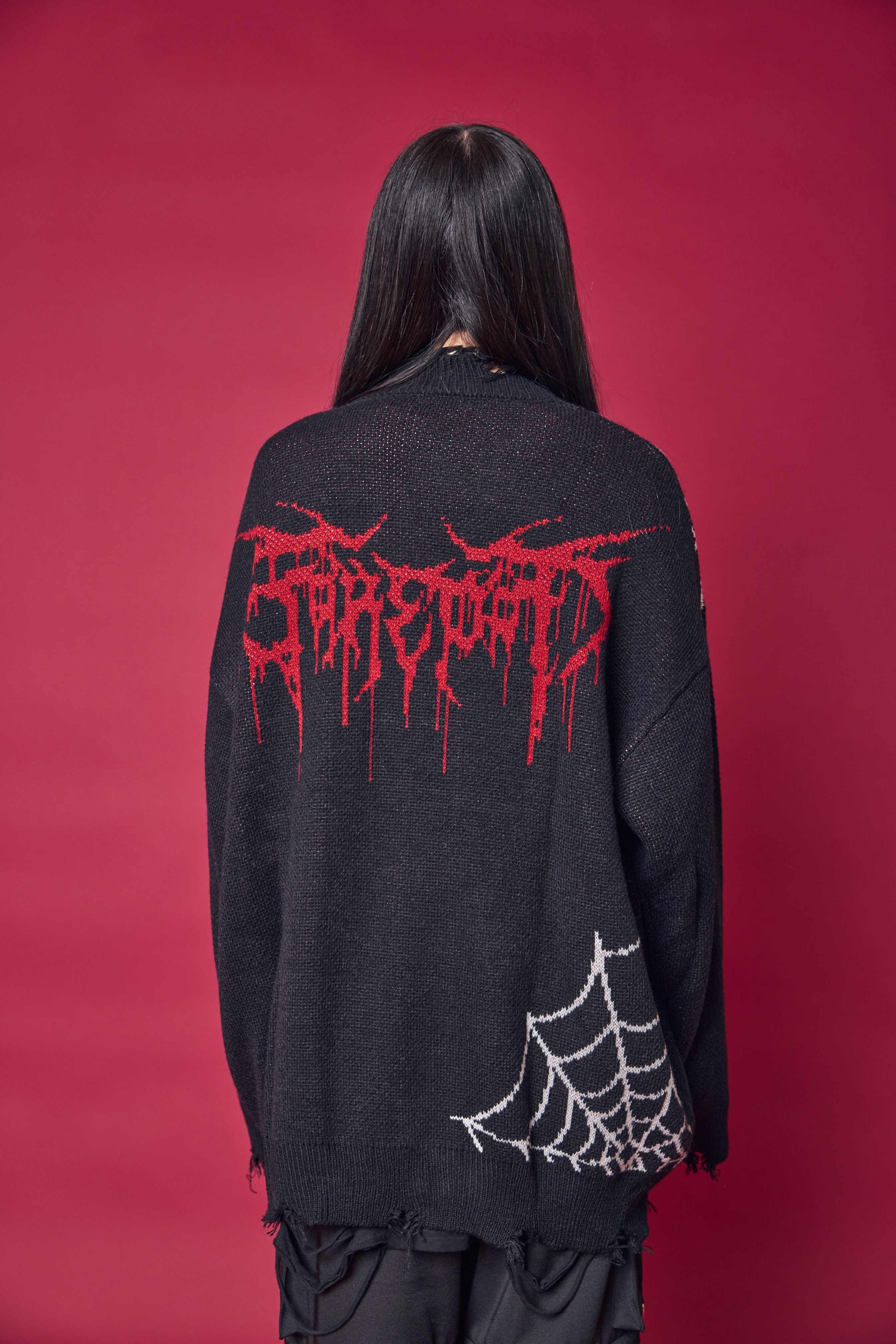 Psycho Nation spider web knitted cardigan