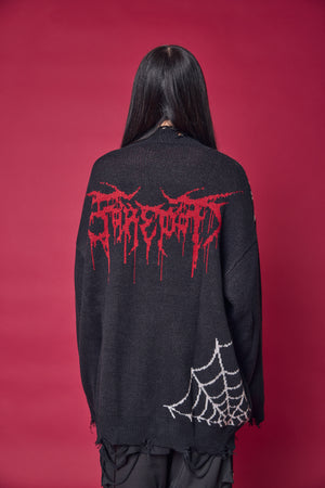 Psycho Nation spider web knitted cardigan