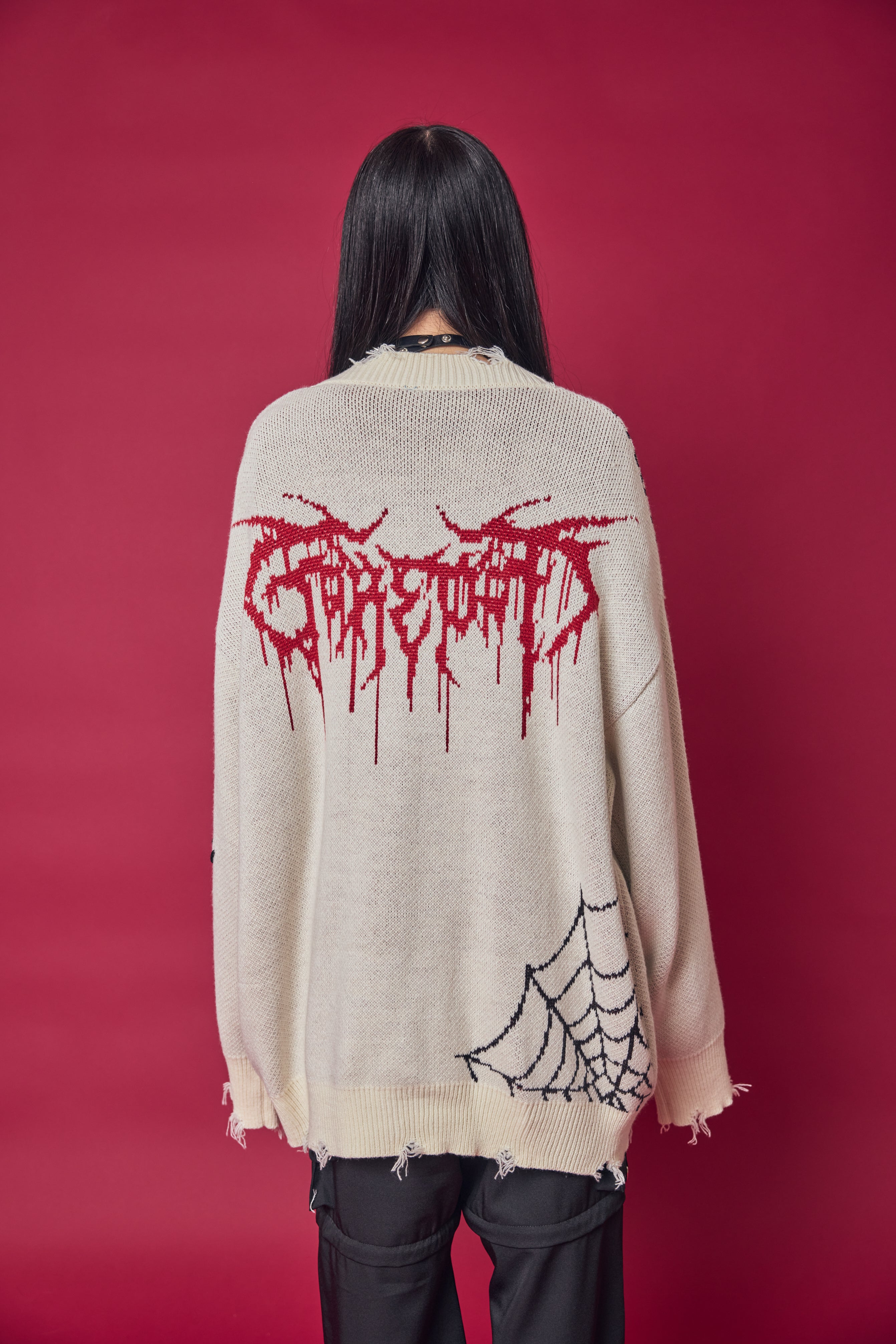 Psycho Nation spider web knitted cardigan