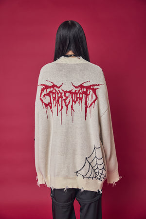 Psycho Nation spider web knitted cardigan