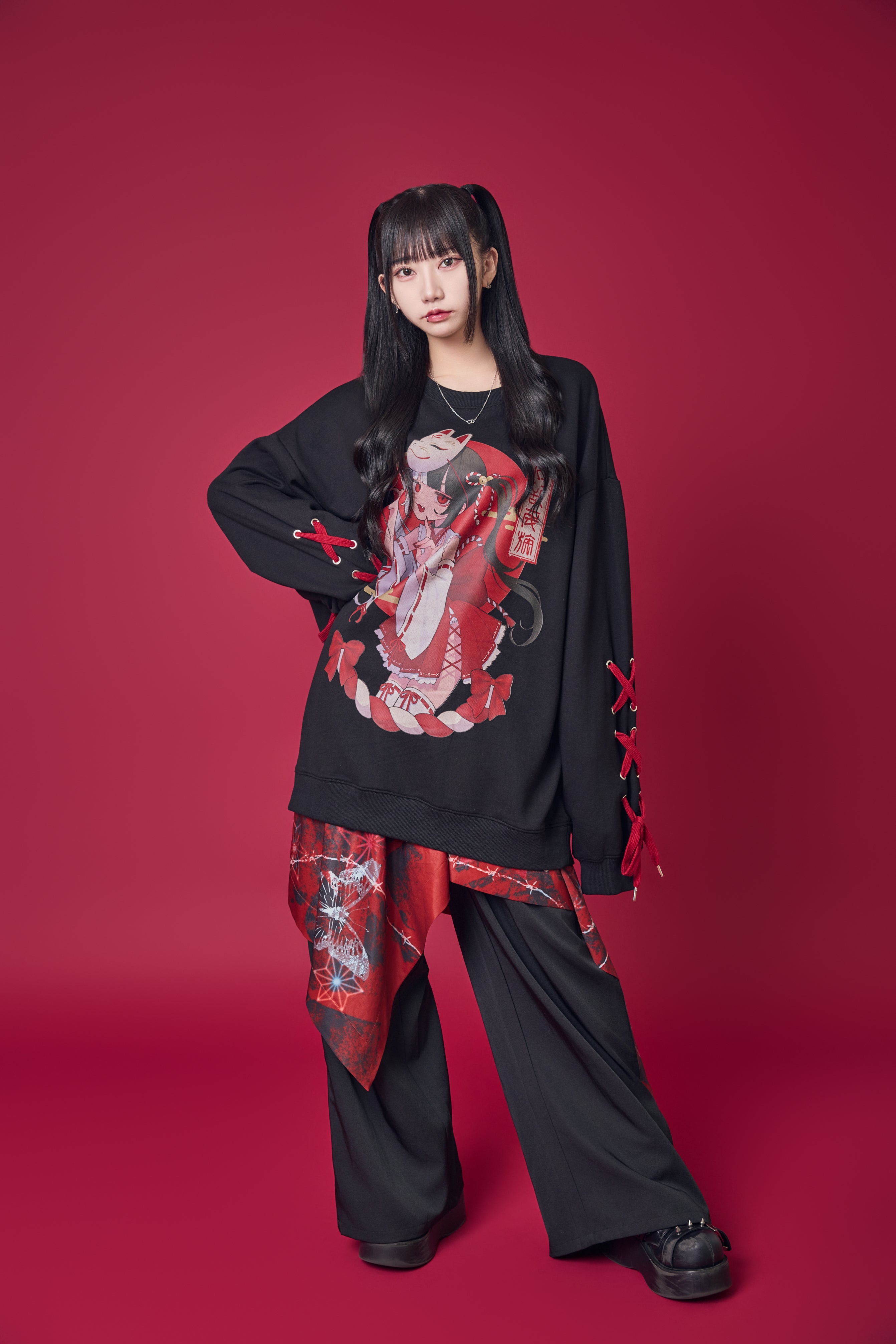 Psycho Nation x Rene "Shrine Maiden" black sweatshirt