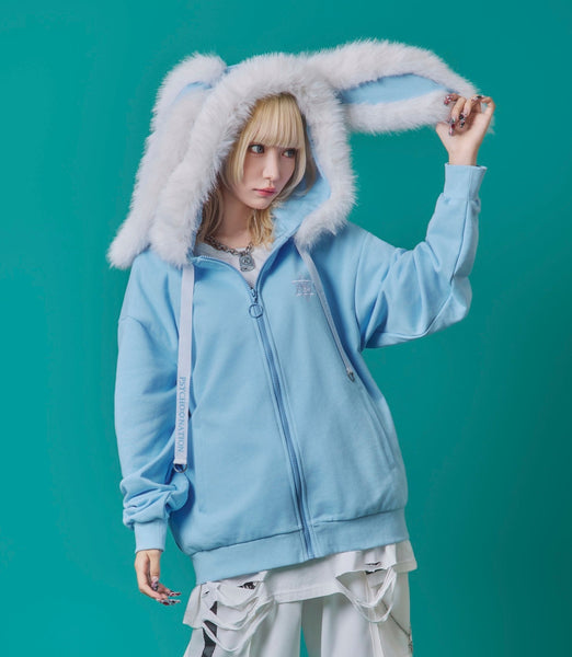Psycho Nation fluffy bunny ears hoodie – Grumpy Bunny