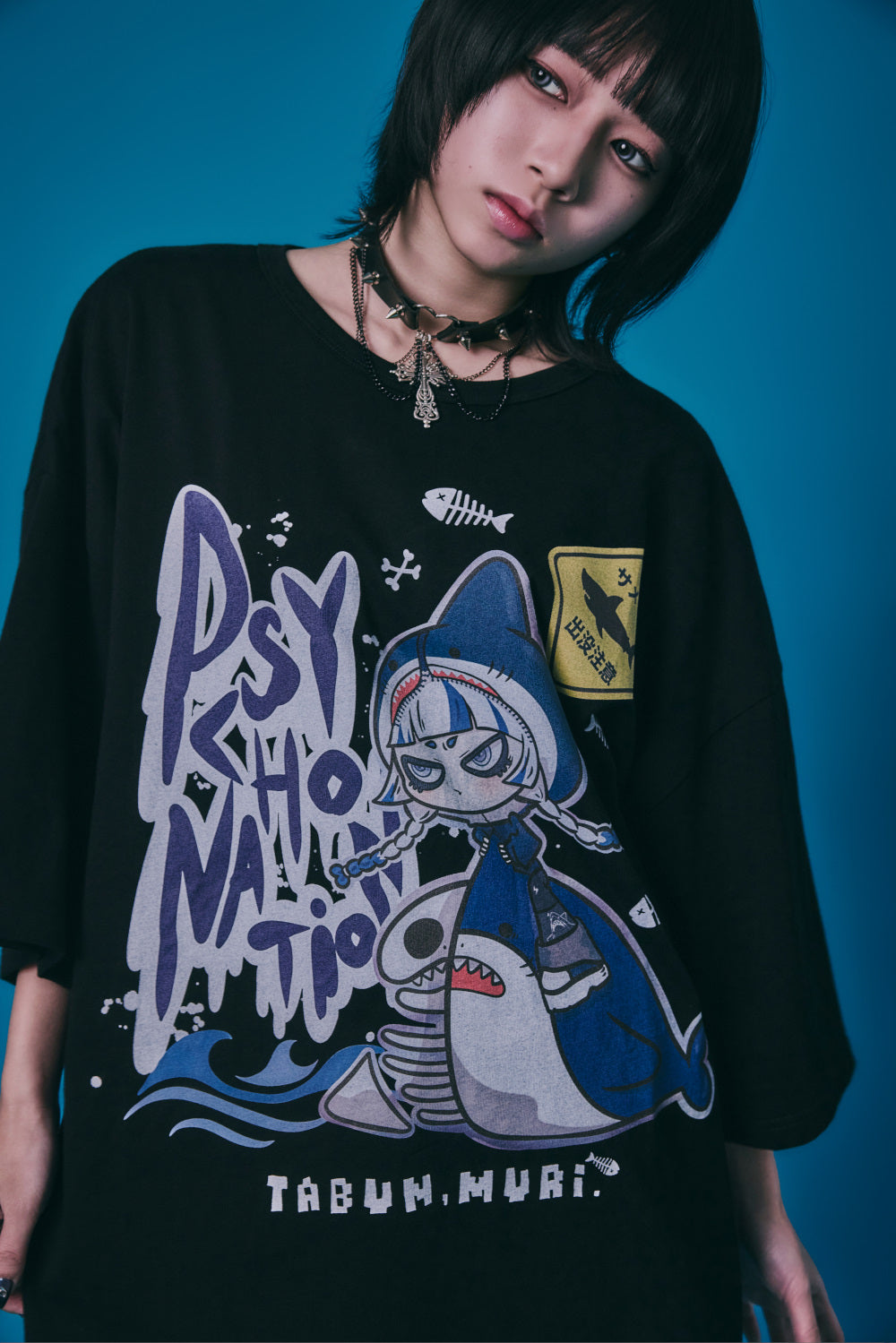 Psycho Nation & Tabun Muri shark t-shirt – Grumpy Bunny