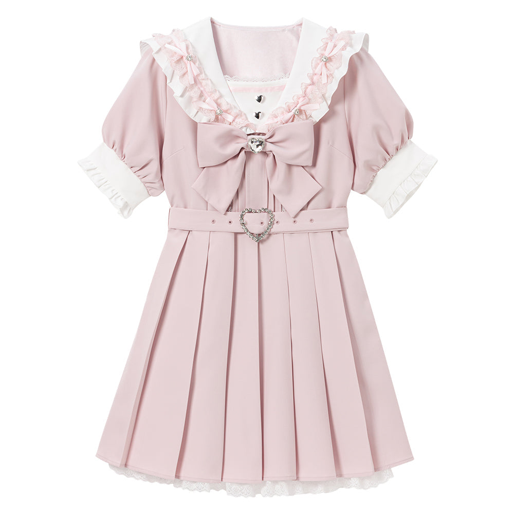 Dear My Love Whip lace frill sailor lavender dress
