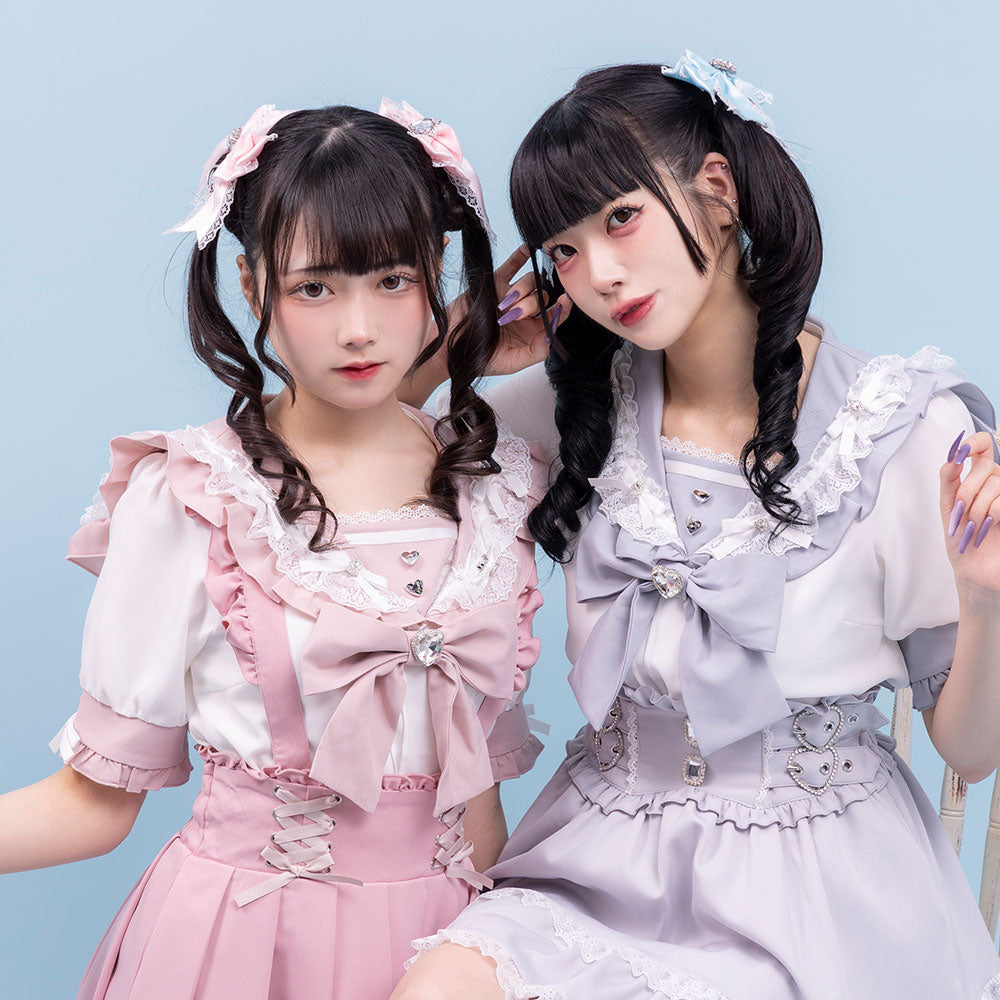 Dear My Love heart ribbon frill sailor blouse