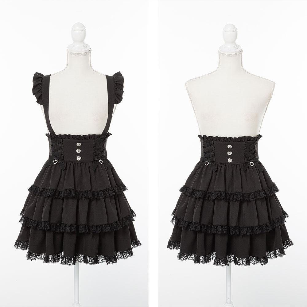 Dear My Love heart bijou lace up skirt