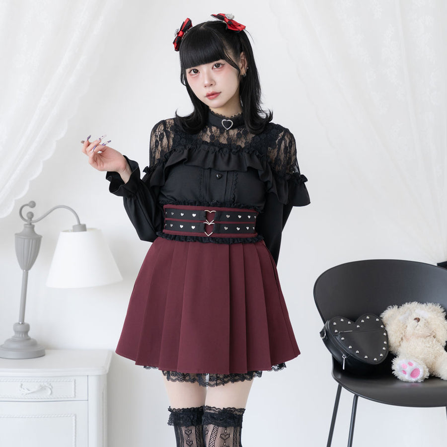 Dear My Love black "Heart Choker Lace Frill" blouse