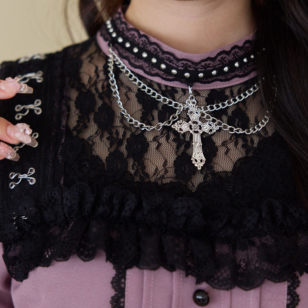 Dear My Love chain choker lace blouse