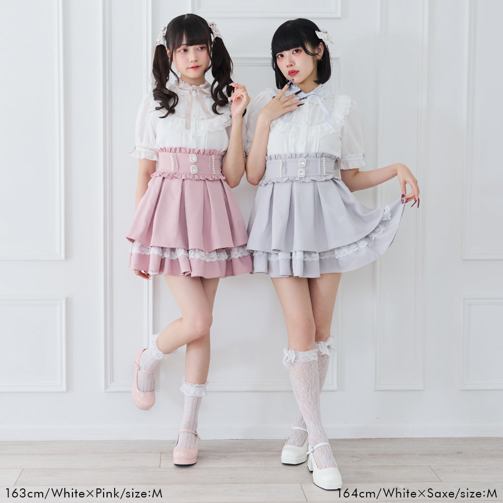 Dear My Love frill lace ribbon yoke blouse