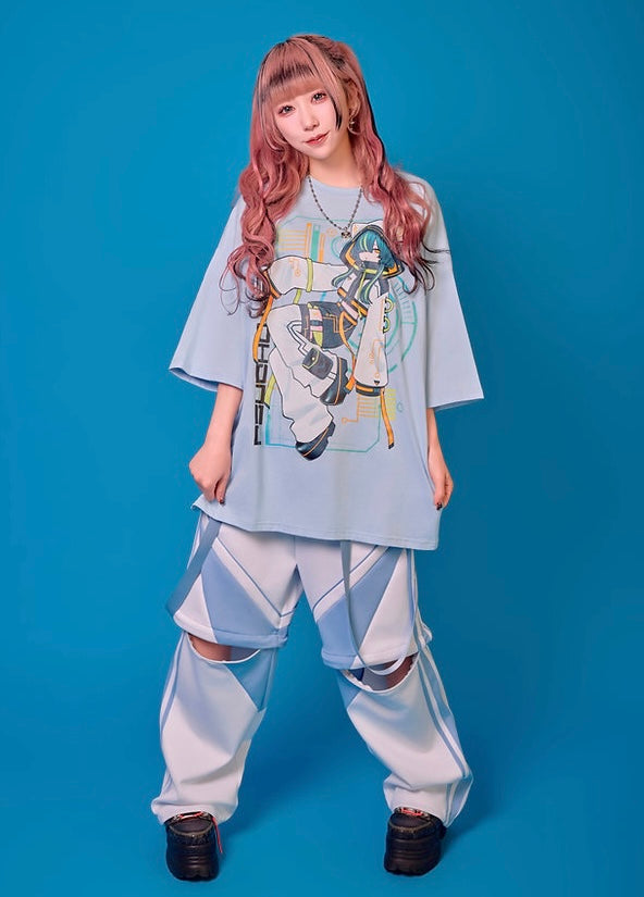 Psycho Nation x Rene "Cyberpunk" blue t-shirt ~ LAST ONE!