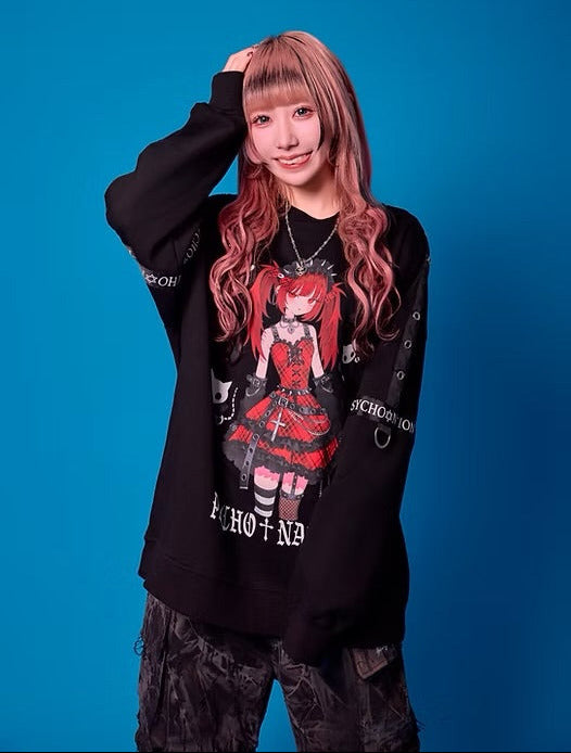 Psycho Nation x Rene collab "Gothic" black sweatshirt ~ LAST ONE!