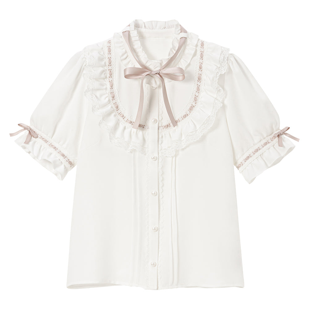 Dear My Love frill lace ribbon yoke blouse