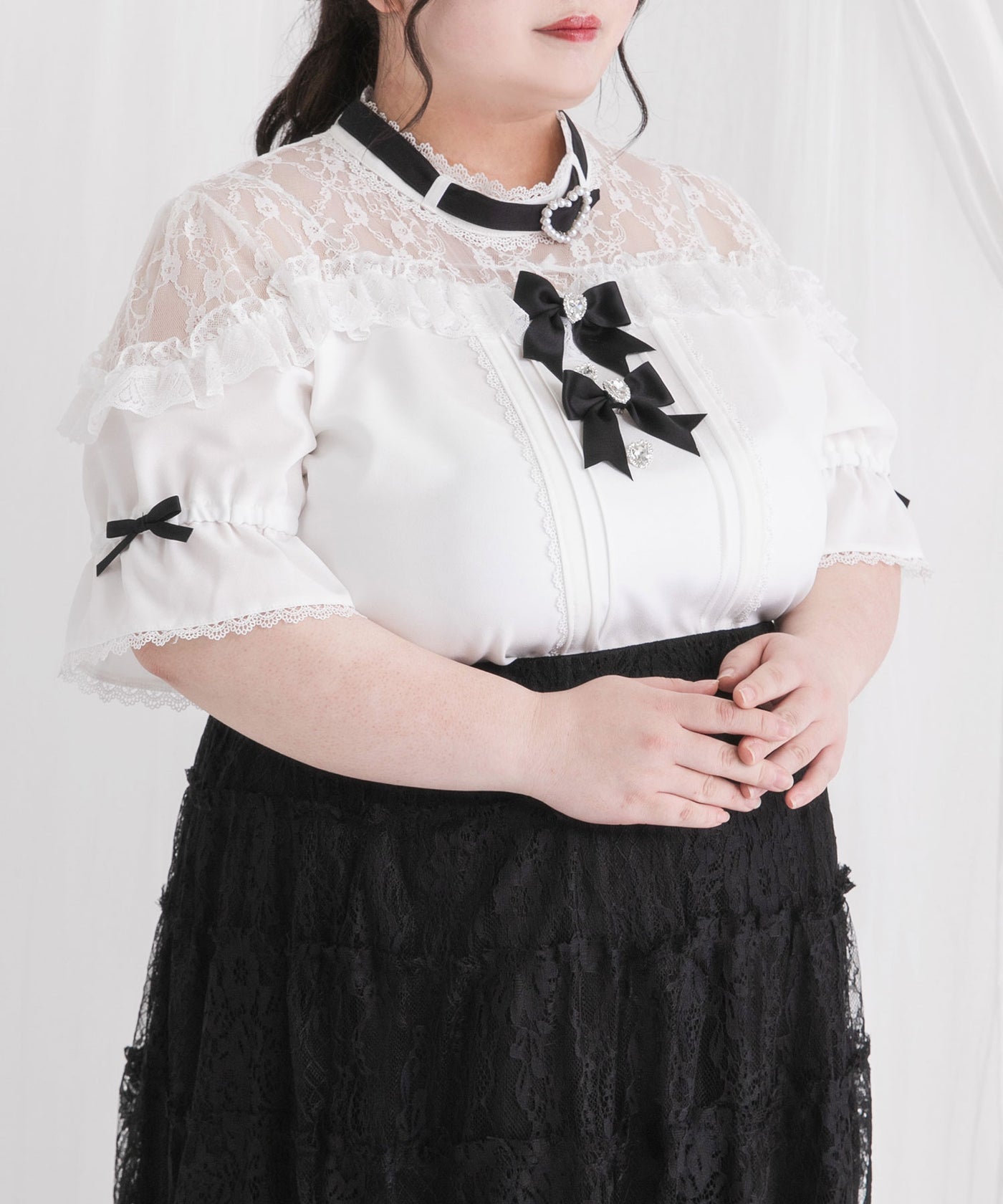 Dear My Love Whip heart bijoux ribbon blouse