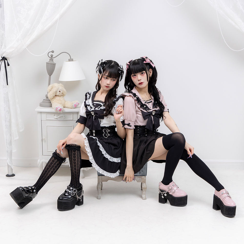 Dear My Love heart ribbon frill sailor blouse