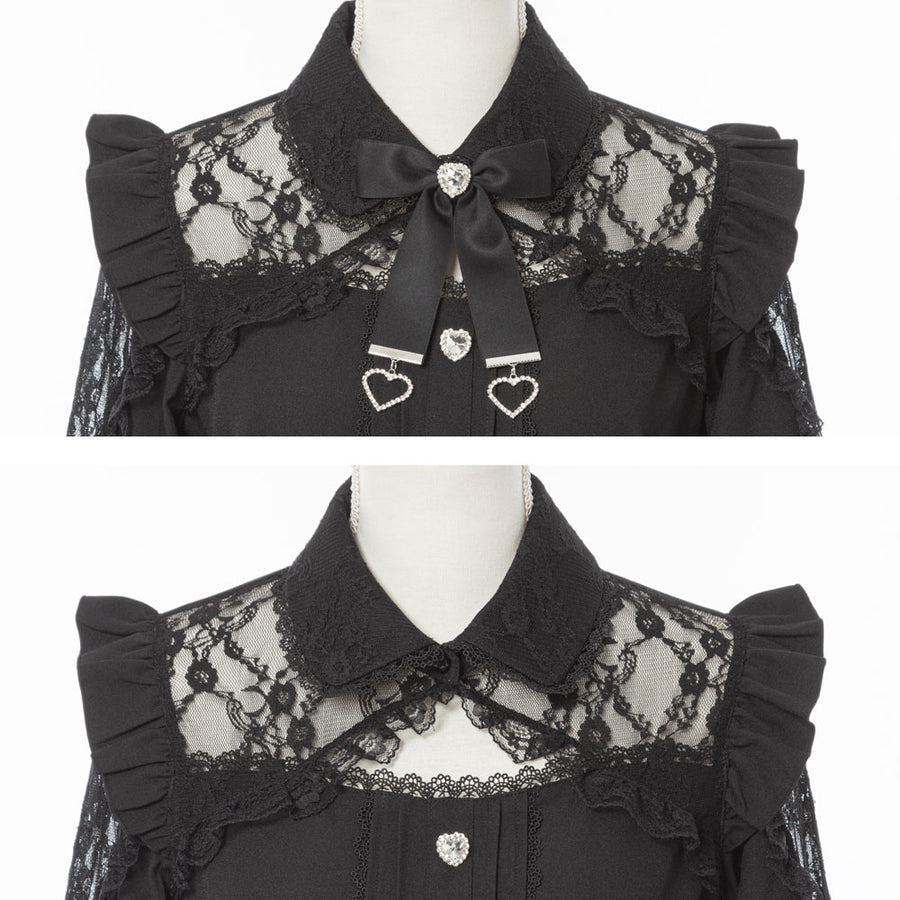 Dear My Love Whip "Lace Frill Heart Bijou" blouse