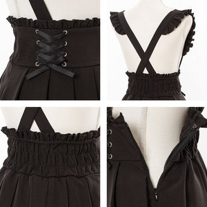 Dear My Love jirai kei "Suspenders Frill Lace-up Pleated" skirt