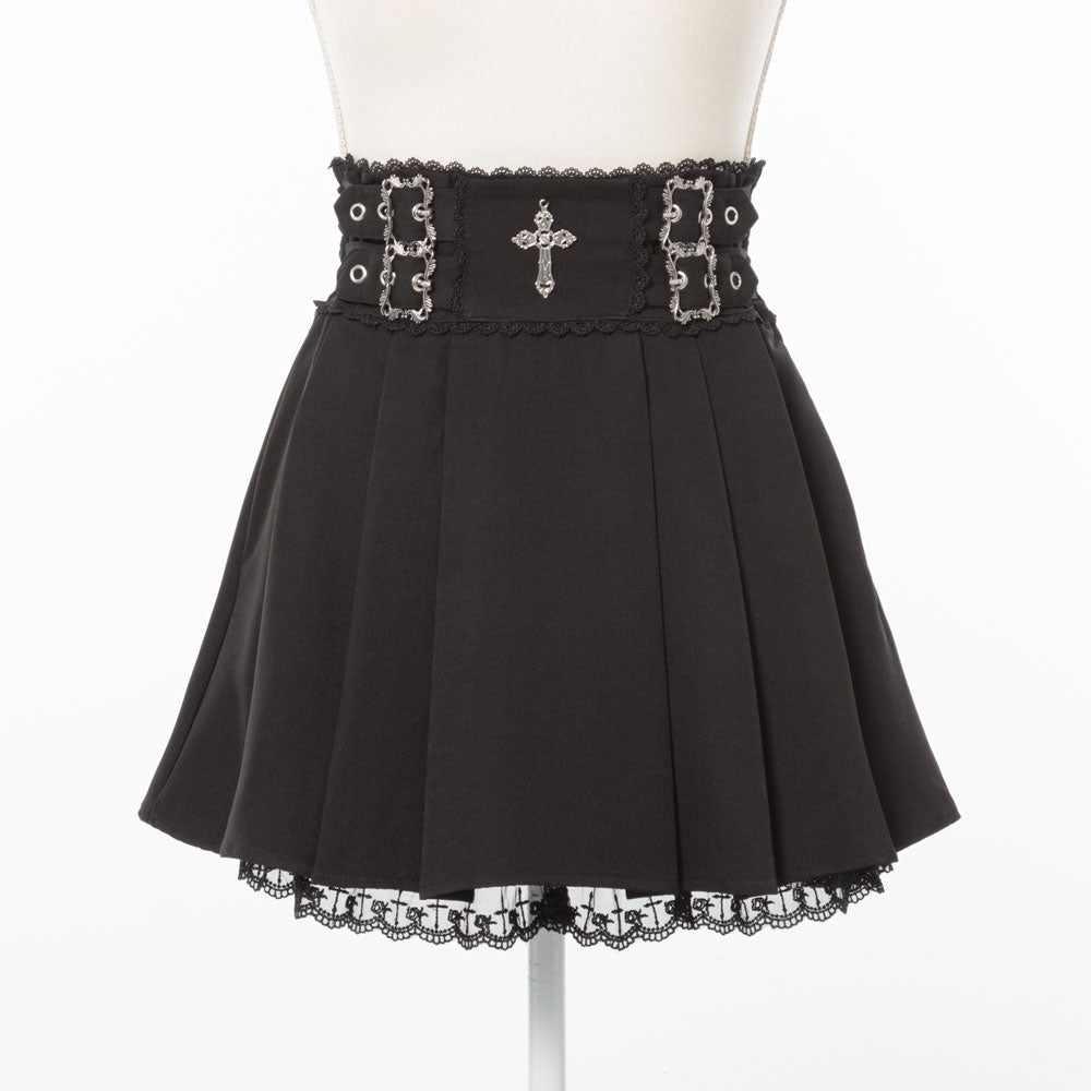 Dear My Love cross charm lace frill pleats skirt