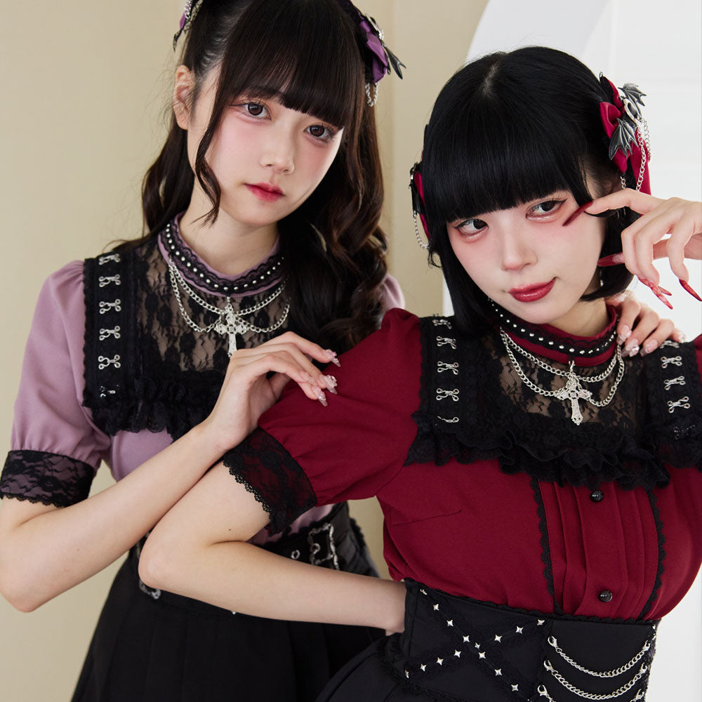 Dear My Love chain choker lace blouse