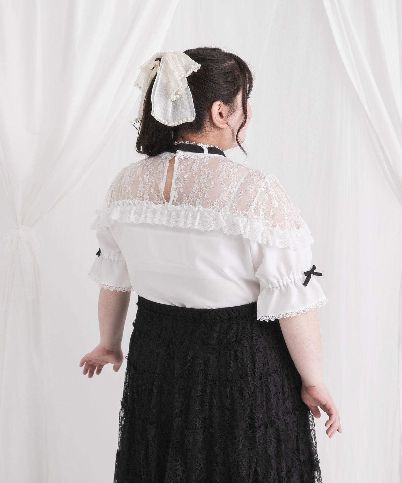 Dear My Love Whip heart bijoux ribbon blouse