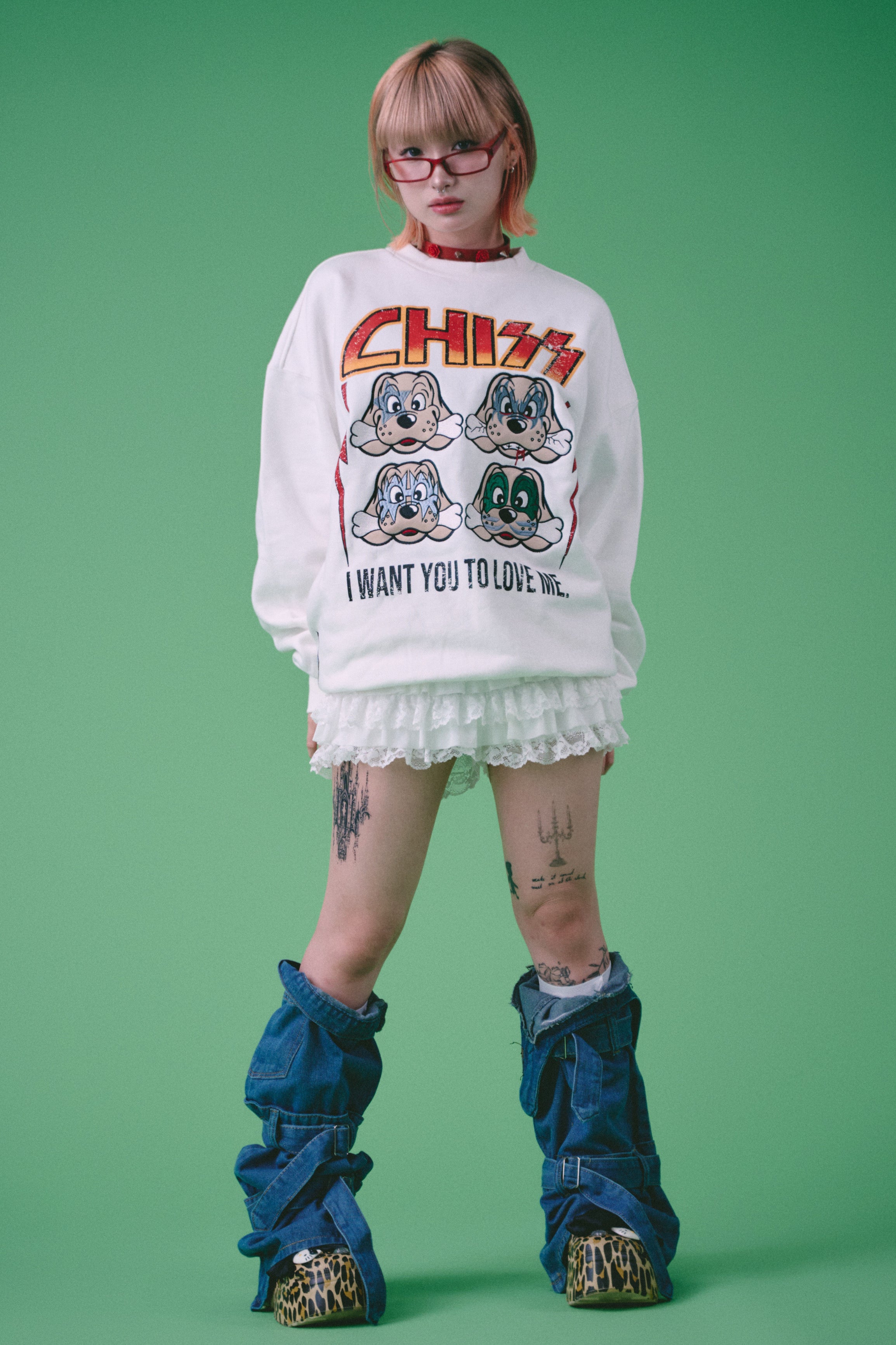 Galfy "CHISS" oversized white sweatshirt