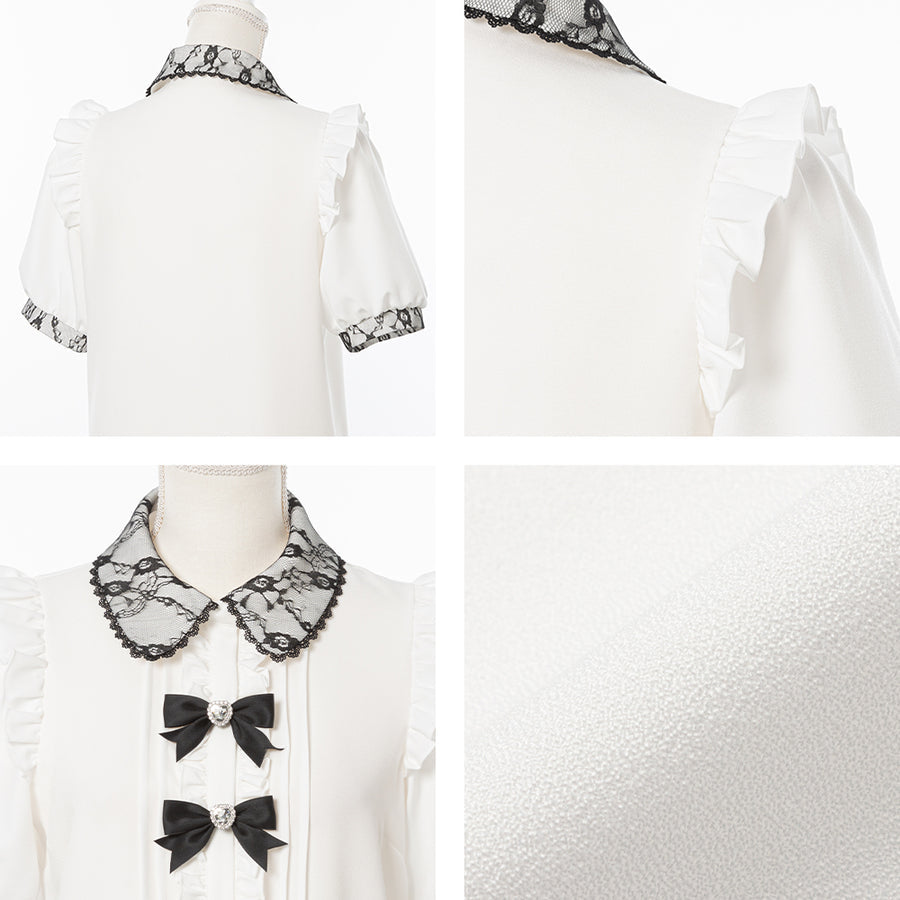 Dear My Love Whip "Bijou Ribbon Frill" blouse