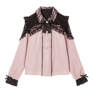 Dear My Love "Lace Frill Heart Bijou" blouse