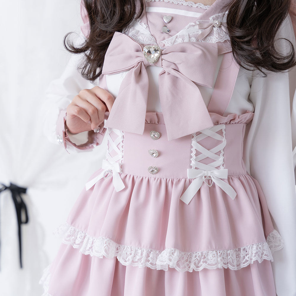 Dear My Love heart bijou lace up skirt