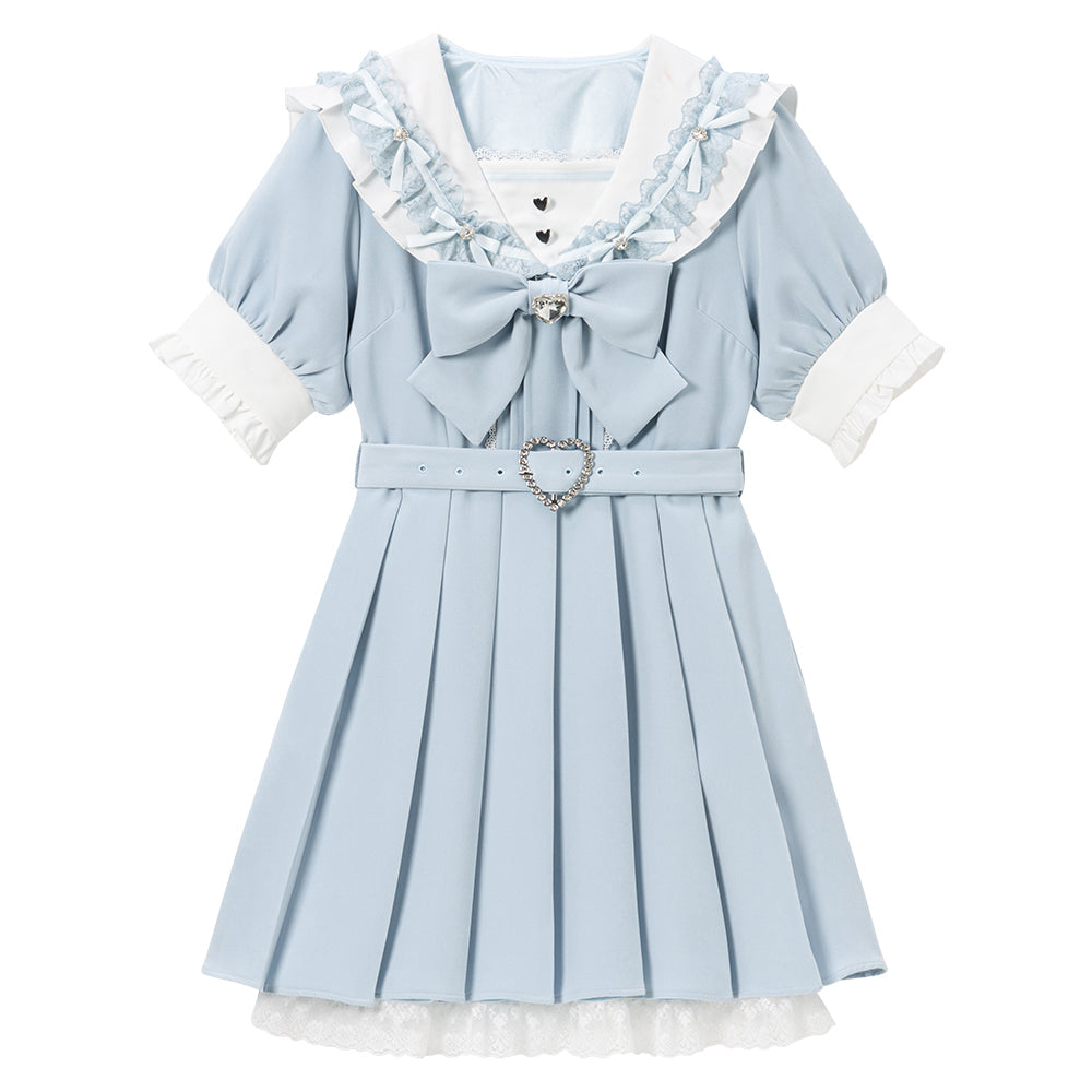 Dear My Love Whip lace frill sailor lavender dress