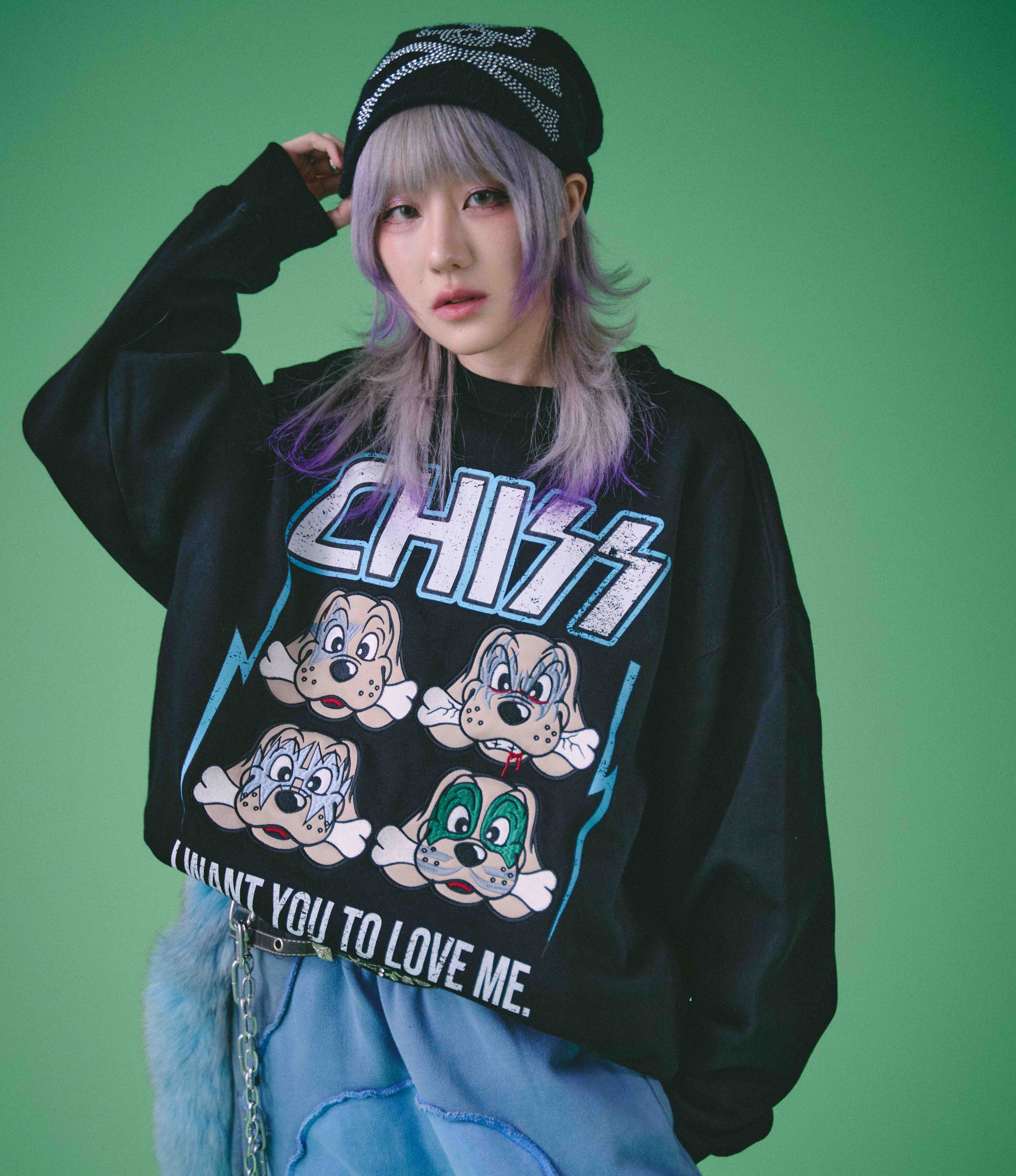 Galfy "CHISS" oversized black sweatshirt