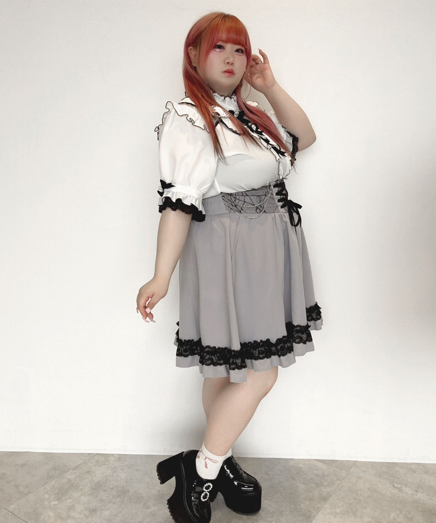 Dear My Love Whip heart belt bijou blouse