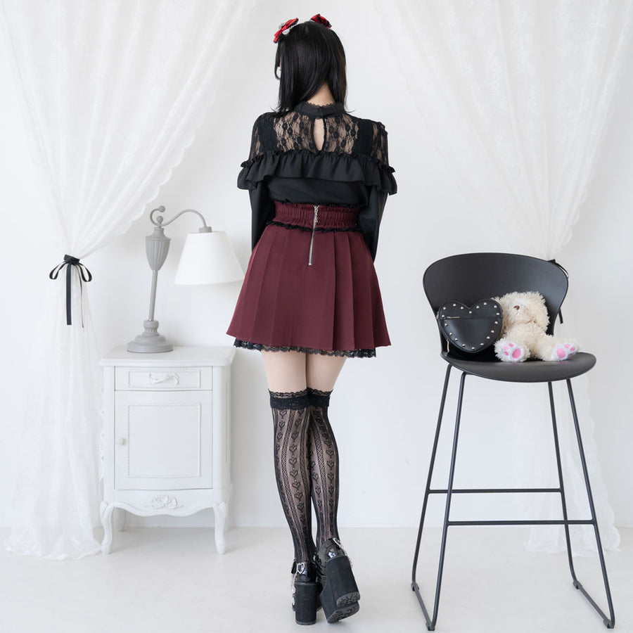 Dear My Love black "Heart Choker Lace Frill" blouse